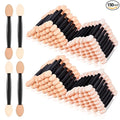 MORGLES 150Pcs Sponge Eyeshadow Applicators, Double Sided Eyeshadow Brush with Box, Black Makeup Applicators