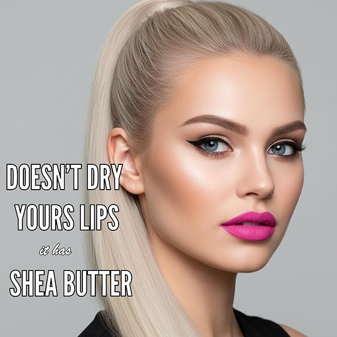 Long Lasting Lipstick with Lip Liner Combo | Waterproof & Transfer-Proof | Comfortable Hydrating with Shea Butter | Bold Pigment Matte Color Lip Stain | Talc-Free & Vegan Product that Performs | Pink