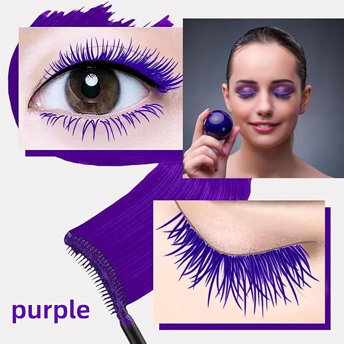2 PCS Purple Cat eye mascara　Colored Makeup Waterproof Fast Dry Eyelashes Curling Lengthening Makeup Eye Lengthening, Lifting, Curling