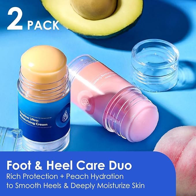 Crack Feet Prevention Stick (2-Pack) | Moisturizing Heel Balm & Foot Balm Stick for Dry, Cracked Feet | Anti-Crack Foot Cream Sticks for Softening, Nourishing, Smoothing Rough Heels & Dry Skin
