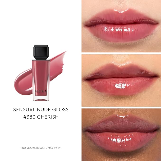 HERA Sensual Nude Lip Gloss #380 CHERISH | Volumizing Sheer & Glossy Finish, Non-sticky, Moisturizing and Hydrating, Korean Makeup, 0.17 oz. (5g)
