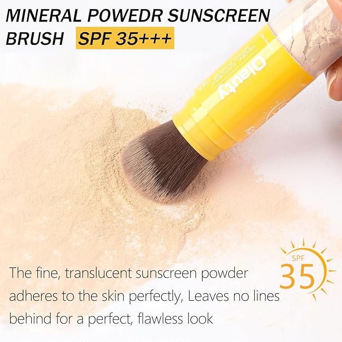 Mineral Powder Sunscreen for Face & Scalp, SPF 35 Brush on Sunscreen Setting Powder, Oil Control Hair Sunscreen Face Powder, Long Lasting Lightweight Breathable, Natural Matte Finish (#01 Translucent)