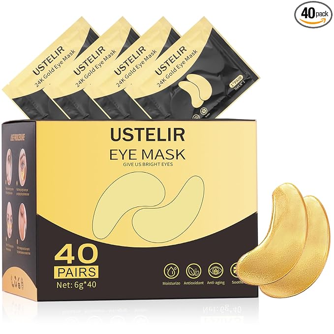 Under Eye Patches, 40 Pairs Eye Mask for Dark Circles, Puffy Eyes, Undereye Bags,Wrinkles,Eye Mask Patches with 24K Gold, Eye Treatment Skin Care for Men & Women Gift