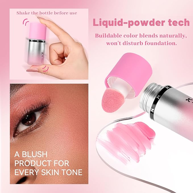 Blush Liquid Makeup Cream Stick, Blendable Cheek Weightless Watercolor Sheer Finish, Soft Peach Face Tint for Mature Skin, Easy Application Beauty Essential (V1 Milk Powder)