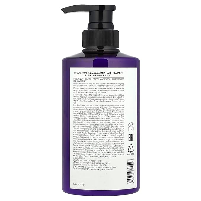 KUNDAL Honey&Macadamia Hydro-Intensive Protein Premium Nature Hair Treatment(Pink Grapefruit) 500ml