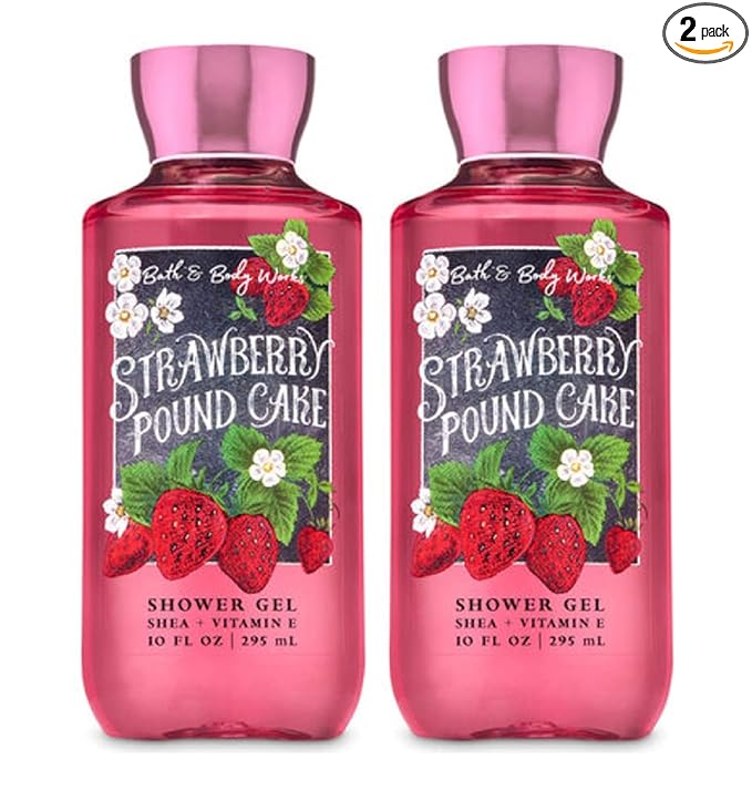 Bath and Body Works Strawberry Pound Cake Shower Gel 10 Oz 2 Pack (Strawberry Pound Cake)