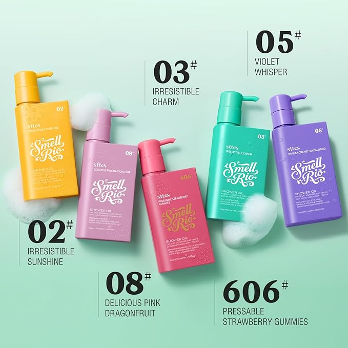 Sttes Smell Rio Shower Oil 03# (Irresistible Charm) 5.47 oz – Moisturizing Body Wash with Coconut Cream, Vanilla & Tropical Orchid Scent, Natural Plant Oils, No Mineral Oil, Parabens or Phthalates