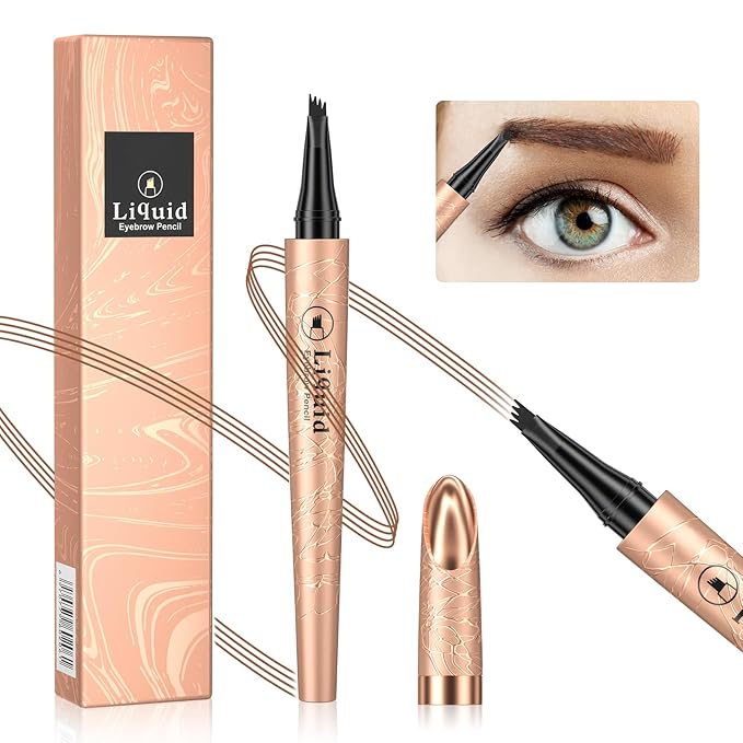 Eyebrow Pen - Microblading Eyebrow Pencil Eyebrow Color With Micro 4 Point Lift & Brow Pen Snatch, Long-Lasting Waterproof Eyebrow Pencils for Women (Light Brown)