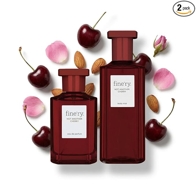 Fine'ry Not Another Cherry Eau De Parfum & Body Mist Gift Set | Fruity & Floral Notes Of Cherry, Rose & Almond | Fine Mist Spray & Perfume For Women | Fragrance Layering Duo (2oz + 5oz)
