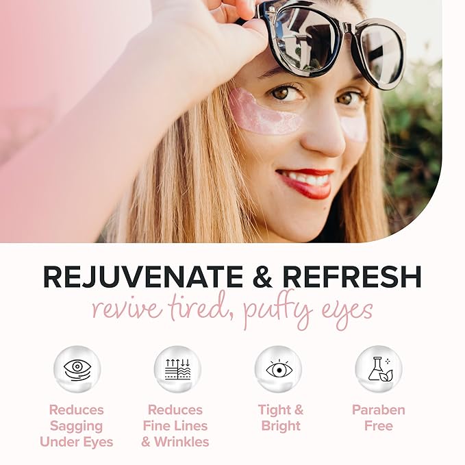 ToGoSpa Rose Gold EYES, Under Eye Repair | Micro-Infused Clean Collagen Gel Masks with Hyaluronic Acid, Aloe Vera, Vitamins C & E, Rose and 24k Nano Gold to Tighten and Brighten Saggy Eyes - 3 pack