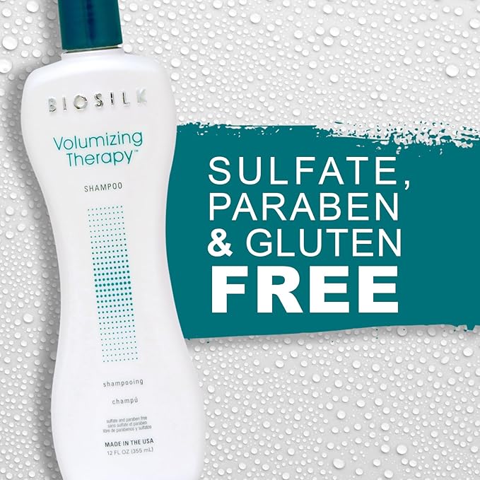 BioSilk Volumizing Therapy Shampoo, Gently Cleanses, Moisturizes & Builds Hair Body & Shine, Sulfate, Paraben & Cruelty-Free, 12 Oz