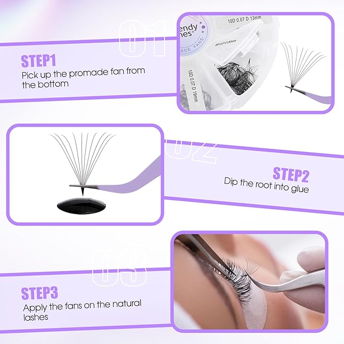 Professional Eyelash Tweezers - Stainless Steel Lash Applicator Tool for False Eyelashes, Precision Fiber Volume Lash Tweezers Eyelid Tape & Extensions for Beginner by WENDY LASHES