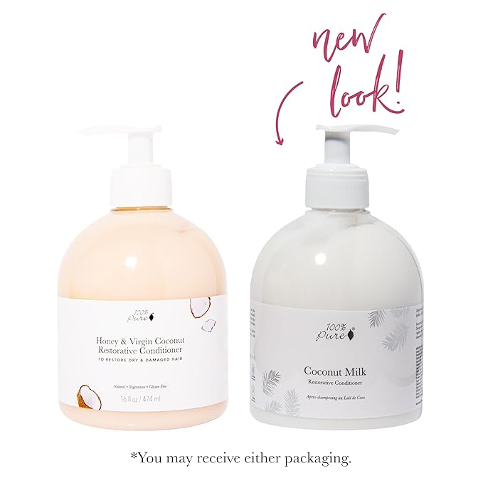 100% PURE Coconut Milk Restorative Conditioner - Moisturize & Repair Replenishing Nutrient Boost for Dry Damaged Hair, Promotes Healthy Growth for Women & Men - Sulfate Free - 16 Fl Oz