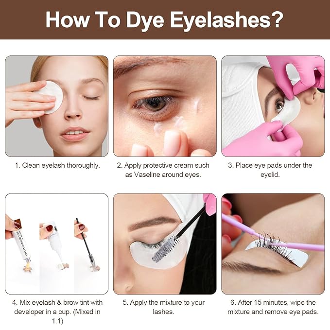 Eyelash & Eyebrow Kit, 2-In-1 Professional Lash & Brow Color Kit, Eye Brow & Eye Lash Coloring Set, Hair Color DIY Easy Use for Salon and Home 7ml Brown/Light Brown