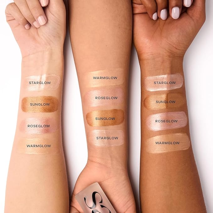 Saie Glowy Super Gel Duo - Illuminating Makeup Primer + All-Over Liquid Highlighter Gel for Dewy, Glass Skin - Vegan Skin Care Infused Glow Serum with Squalane Oil - Sunglow + Starglow (1 Oz, 2 Pack)