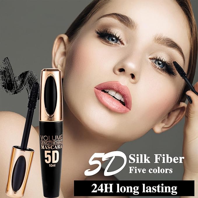 White Mascara for Eyelashes - Waterproof, Long Lasting, 5D Silk Fiber Lash Lengthening, Smudge-Proof, Curling, Defining, Volume Color Makeup for Stage Use