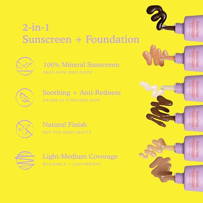 Tower 28 SunnyDays SPF 30 Tinted Moisturizer - 2-in-1 Buildable Coverage Foundation + Mineral Sunscreen for Face - Zinc Oxide, Aloe & Prickly Pear for Sensitive Skin - 05 Fair/Pink (1 oz)