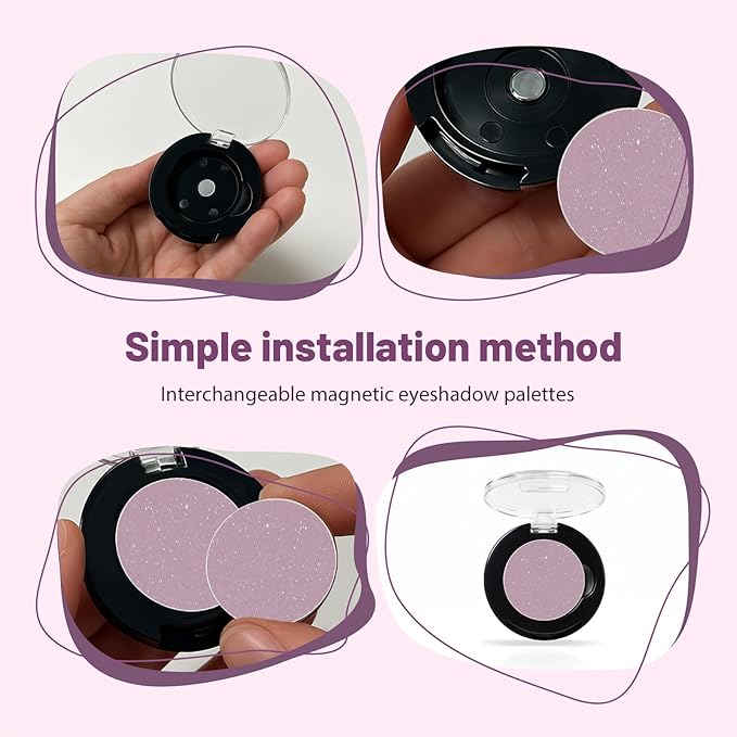 Refillable Eyeshadow Palette - Matte/Glitter/Duo-Chrome Pressed Powder & Cream Formula, Neutral/Shimmer/Smokey Multichrome, Travel-Friendly Iron Pan Refills (ShImmer, D74)