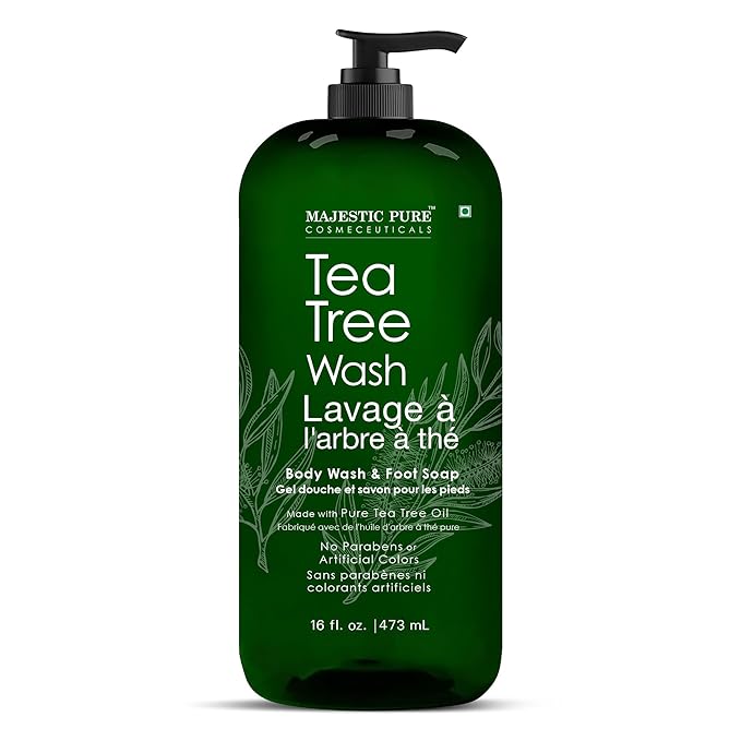 Majestic Pure Tea Tree Body Wash - Formulated to Combat Dry, Flaky Skin - Soothes, Nourishes and Moisturizes Irritated, Chapped, Problem Skin Areas - (Packaging may Vary) -16 fl. oz.
