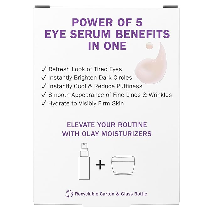 Olay Super Eye Serum - Vitamin C, Caffeine, Niacinamide, Amino Peptide, Aloe Vera - Brightens Dark Circles, Anti-Wrinkle, Anti-Aging, Brightening, Smooths Fine Lines, Firming, Hydrating, 0.45 Oz