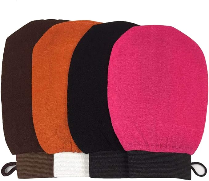 4 Pack Body Deep Exfoliating Hammam Gloves, Body Scrub Glove Dead Skin Remove Bath Body Mitt with Hanging Loop