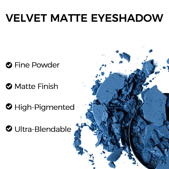 Erinde Single Dark Blue Matte Eyeshadow Palette, High Pigmented Eye Shadow Powder, Long Lasting, Ultra-Blendable, Intense Color