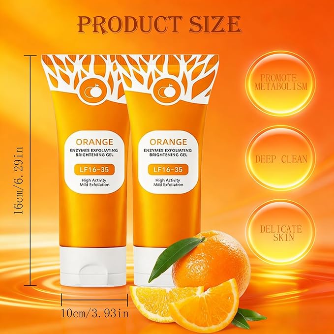 Orange Exfoliating Gel, 2026 Exfoliating Cleansing Gel Scrub, Pore Orange Peeling Scrub, Deep Clean Pores, Remove Blackheads & Moisturize Skin, All Types Skin