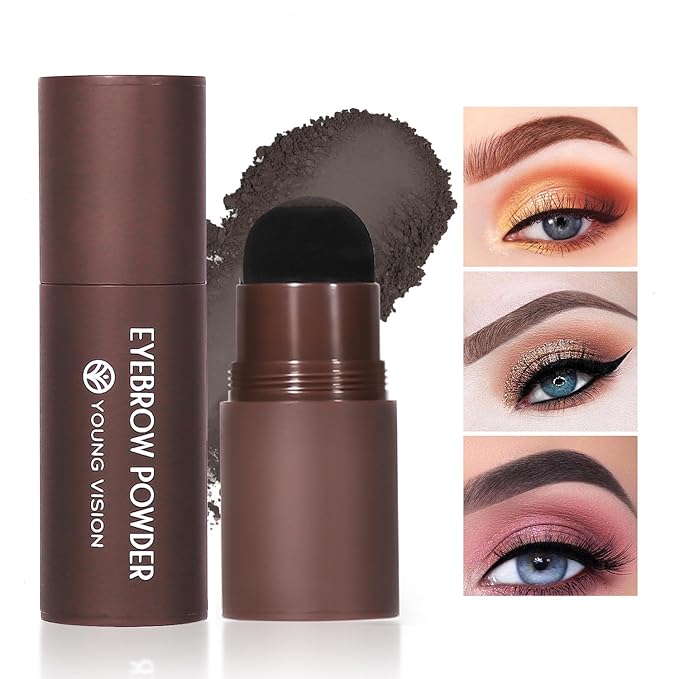 YOUNG VISION Eyebrow Stamp Color Set, Eyebrow Colors Shaping Kit, Long-Lasting Eyebrow Pomade for Women Girl, Cruelty-Free plantillas para la cejas (dark brown)