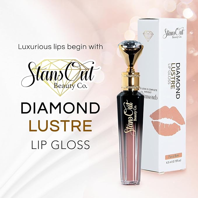 StansOut Beauty Diamond Lustre Fancy Warm Hydrating Lip Gloss | Cute Nude Moisturizing Butter-Smooth Colors | Shades for Naturally Plump & Pout, Sparkling clear finishes & Glossy Choices.