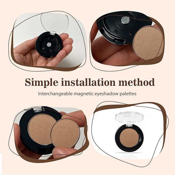 Refillable Eyeshadow Palette - Matte/Glitter/Duo-Chrome Pressed Powder & Cream Formula, Neutral/Shimmer/Smokey Multichrome, Travel-Friendly Iron Pan Refills (Matte, D56)