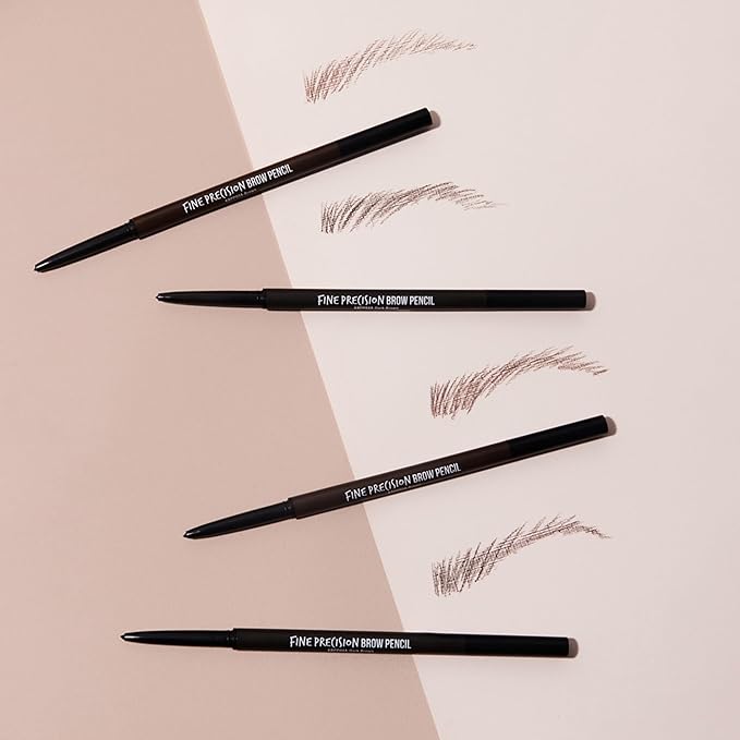 Kiss New York Professional Brow Pencil with Spoolie Brush, Ultra-Fine Precision Point Eyebrow Pencil, Dual-Sided Precise, Slim Definer, Fills Brows, Long-Lasting (Granite)