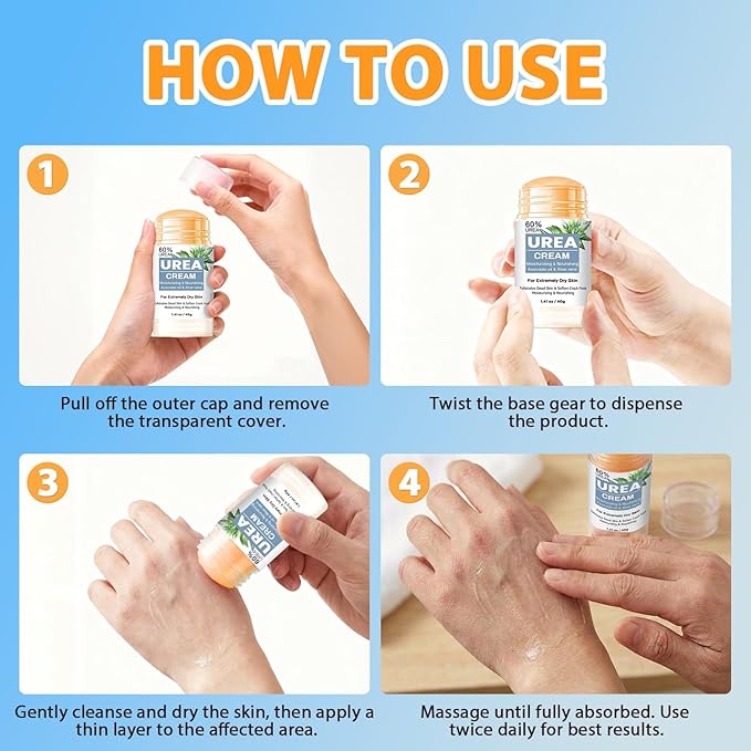 60% Urea Cream Stick plus 2% Salicylic Acid for Feet Maximum Strength - Foot & Hand Repair Balm for Extremely Dry Skin, Moisturizes Cracked Heels, Knee, Elbow and Hand, Callus Remover & Skin Soften