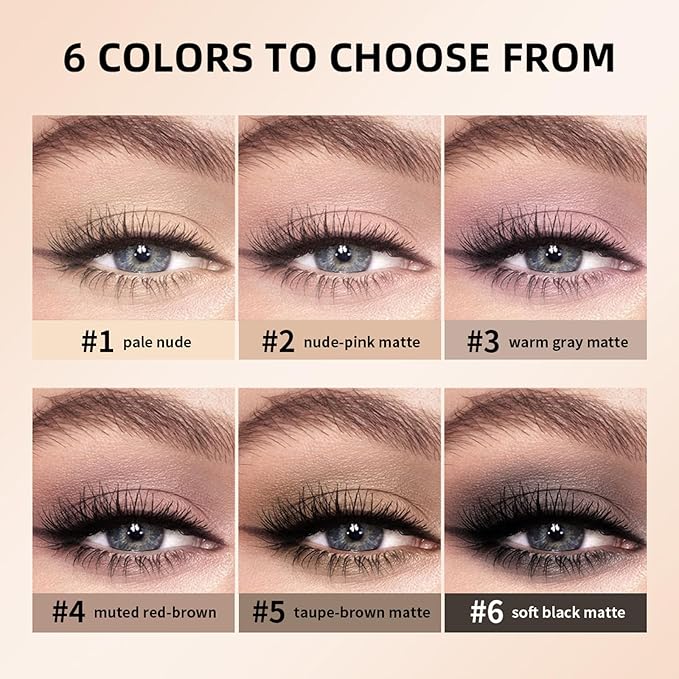 6 Colors Nude Mini Eyeshadow Palette, Smoky Matte Taupe & Brown Neutral Eye Shadows, Highly Pigmented, Long-Lasting, Blendable Formula, Travel Size Eye Makeup Palette with Mirror