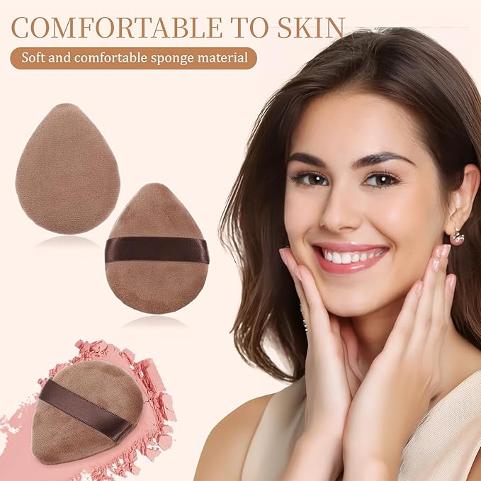 Giantree 6Pcs Mini Powder Puff, Setting Powder Puff, Mini Powder Finger Puff, Triangle Makeup Puff for Foundation Setting, Cushion Puff for Women Girls(Style A)