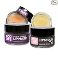 Eco Lips Vanilla Bean Lip Sugar Scrub & Blackberry Intensive Overnight Lip Repair Mask Duo - 100% Organic Lip Care Treatment - Gently Exfoliate, Polish, & Repair Dry, Flaky Lips