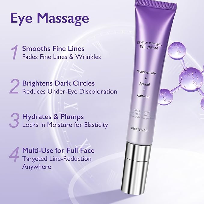Advanced Triple-Action Eye Cream with Niacinamide, Retinol & Caffeine - Reduces Dark Circles, Puffiness & Fine Lines, Firms Delicate Eye Area, Anti-Aging Treatment for Brighter, Youthful-Looking Eyes