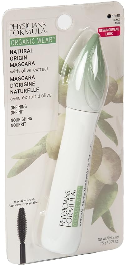 Physicians Formula Organic Wear Lash-Boosting All Natural Mascara, Lifts, Lengthens, For Sensitive Eyes, Dermatologist Tested - Natural Origin Black