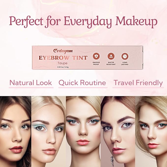 Eyebrow Tint – Waterproof Tinted Brow Gel for Natural Definition & Long-Lasting Color, Smudge-Proof Eyebrow Makeup with Gray Hair Support, Vegan & Cruelty-Free (Taupe)