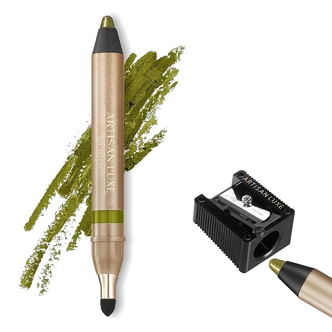 Artisan L'uxe Beauty Jumbo Eyeliner Pencil | Olive Green Eye liner Waterproof Smudge Proof | Smokey Eye in 3 Minutes | Long Lasting Eyeliner Pencil with Age-Defying Essential Oils