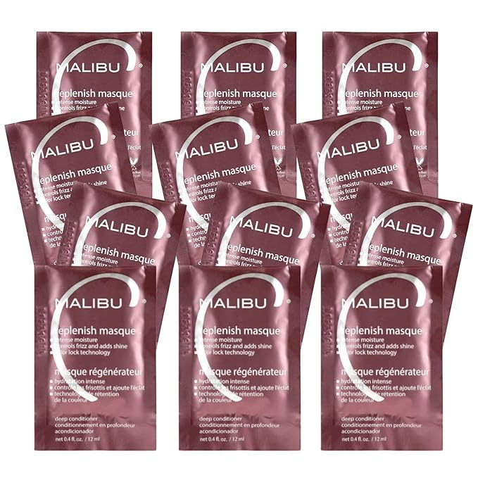 Malibu C Replenish Hair Masque - Ultra Hydrating Deep Conditioner for Hair Repair - Reparative Formula with Avocado Oil for all Types & Textures (12 Packets)