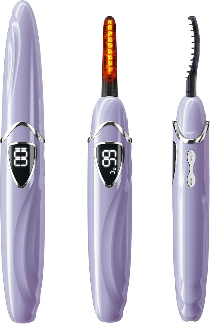 Heated Eyelash Curler, S600 Heated Lash Curler, Accurate Temperature Control Electric Eyelash Curler Heated - Intelligent Power Off, Long Lasting (Pale Mauve/Silver, S600-148MM)