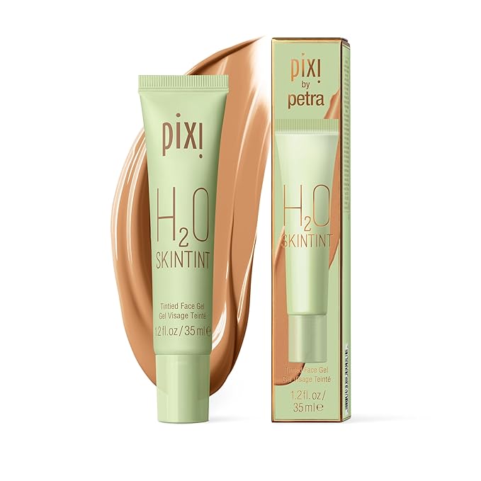 Pixi H2O SkinTint | Tinted Gel Moisturiser | Lightweight, Hydrating & Water-Resistant | Evens Tone & Reduces Redness | Nutmeg | 1.2 fl oz/35 ml