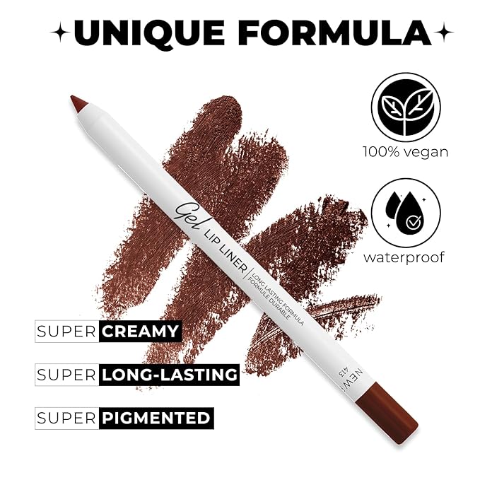 Lamel Gel Lip Liner Pencil - Chilli - 2-in-1 Waterproof Lip Liner - 8-Hour Wear, Creamy Texture, Sharpenable, High Pigment - Provides Smooth Finish or Full Coverage - N.413