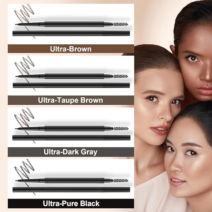Eyebrow Pencil, Retractable Definer with Dual Brush, Ultra-Fine Tip for Precise Brow Makeup, Waterproof Gel Formula, Natural Hair-Like Strokes, Enhance Beauty (Taupe Brown, Ultra)