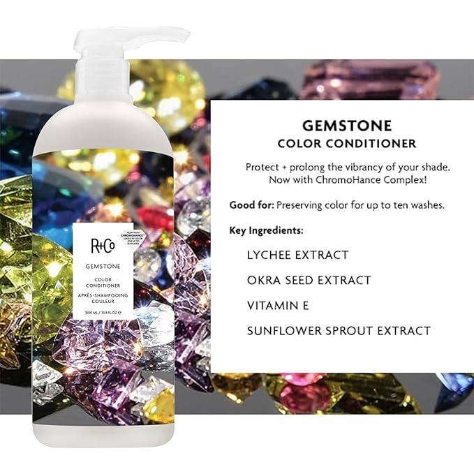R+Co Gemstone Color Shampoo and Conditioner Liter Set – Color Protection for Vibrant, Fade-Resistant Hair – Hydration, Shine & Sealed Split Ends – Sulfate-Free & Vegan – 33.8 oz (Pack of 2)