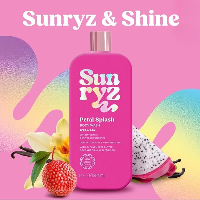 PDC Brands Sunryz Limited Edition Summer Scented Body Wash and Whipped Body Cream Duo, Petal Splash, 12 FL OZ Body Wash, 8 OZ Body Cream, 2 Piece Set
