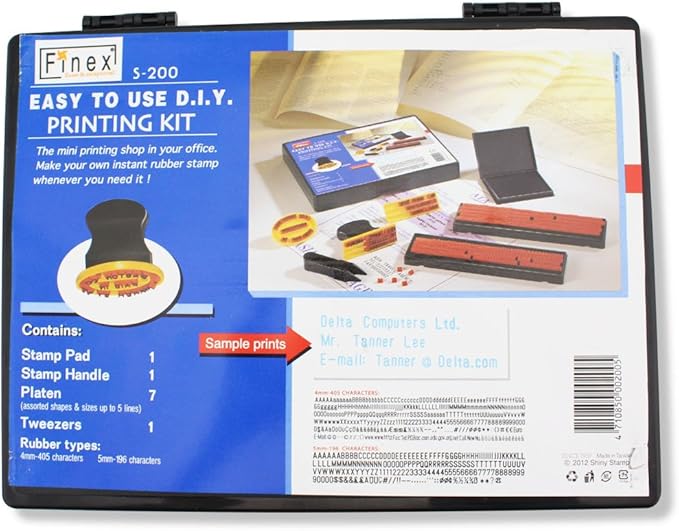 Finex DIY Rubber Stamp Printing Kit - Easy to use D.I.Y. Create Your Own Stamps Set for Business Craft Hobby School Blue Ink Pad Color