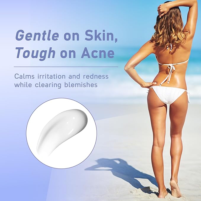 Butt Acne Clearing Treatment, Maximum Strength Body Cream for Back, Buttocks, Thigh & Chest Acne Removal, Skin Clearing Lotion for Men & Women, Foaming Cleanser for Bacne & Cystic Acne