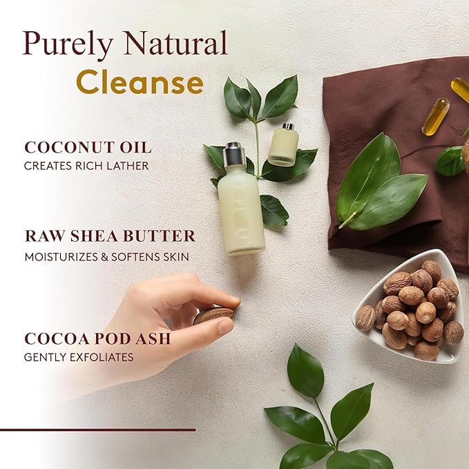 OKAY Pure Naturals African Black Soap - Natural Black Soap Bar with Raw Shea Butter and Cocoa, Cleansing for Hair, Face & Skin for Women & Men - 8.5 oz (Pack of 1)