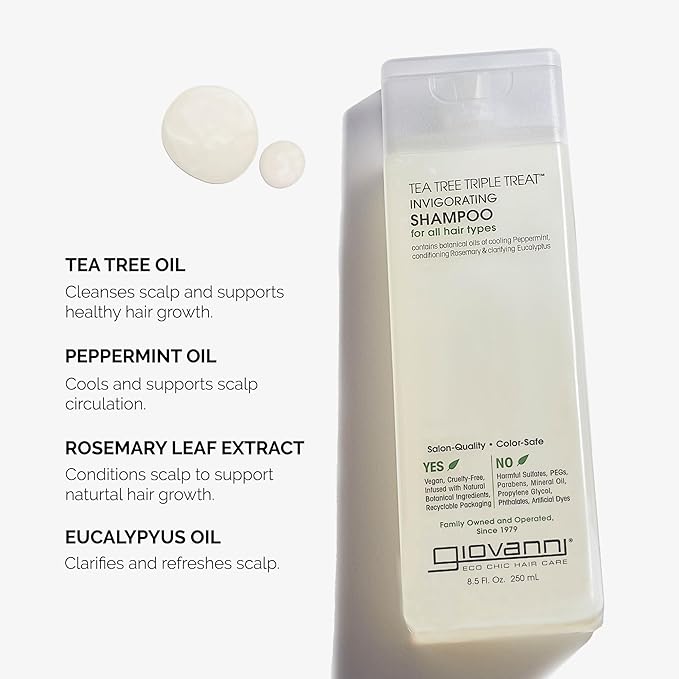 Giovanni Hair Care Products Shampoo Tea Tree Triple Treat, 2 Fluid Ounce